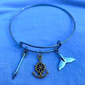 Brand New! Handmade! Adjustable Charm Bangle Bracelet!